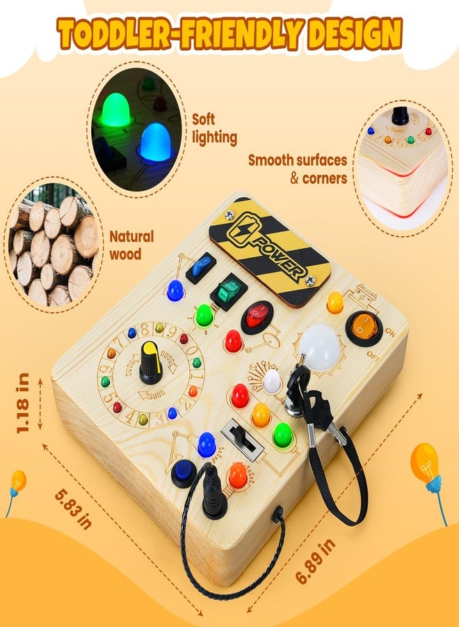 OAKJAR Busy Board, Montessori Toys for 1+ Year Old, Busy Board with 13 Led Light, Wooden Toddler Educational Travel Toy, 1 Year Old Boy&Girl Gifts - Image 5